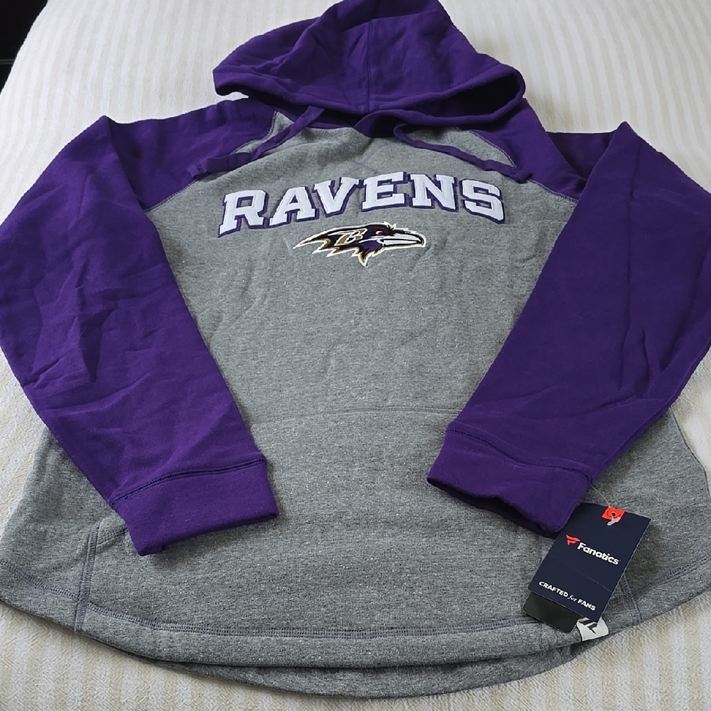 Baltimore Ravens By Design Raglan Pullover Hoodie Size:Large